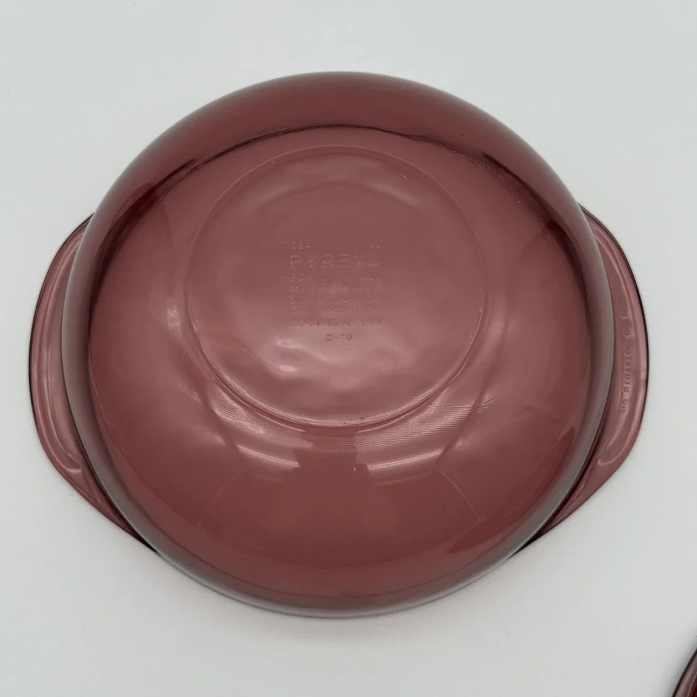 Pyrex Cranberry Glass Covered Casserole Dish 624C Corning USA Retro Baking Dish